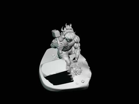 Stone Carver with Hammer Statue Design 1 - 3D Print Model 3D Print Model