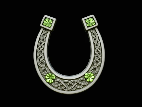 Celtic Lucky Horseshoe Plaque Design 3 - 3D Print Model 3Dプリントモデル