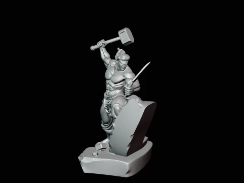 Stone Carver with Hammer Statue Design 4 - 3D Print Model 3D Print Model