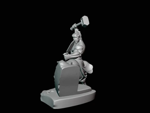 Stone Carver with Hammer Statue Design 4 - 3D Print Model 3D Print Model