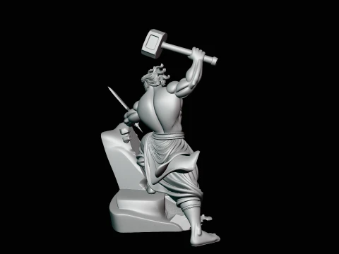 Stone Carver with Hammer Statue Design 4 - 3D Print Model 3D Print Model