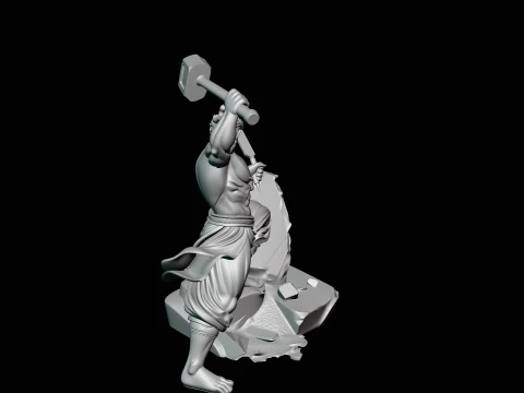 Stone Carver with Hammer Statue Design 4 - 3D Print Model 3D Print Model