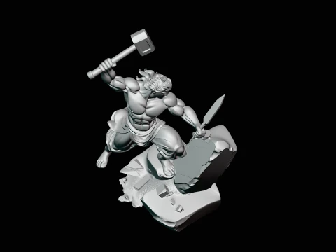 Stone Carver with Hammer Statue Design 4 - 3D Print Model 3D Print Model