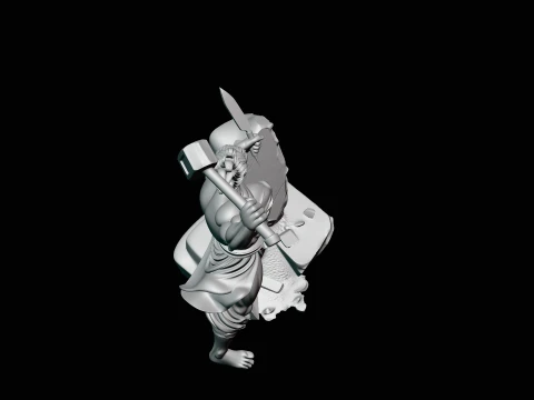 Stone Carver with Hammer Statue Design 4 - 3D Print Model 3D Print Model