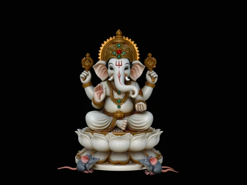 Ganesha with Mice Statue Design 3 - 3D Print Model 3D Print Model
