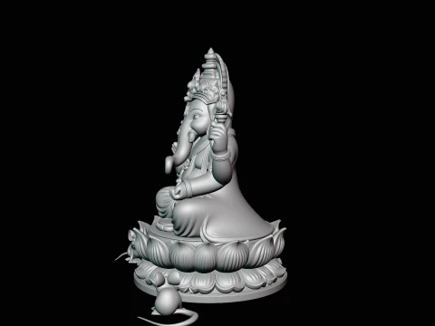 Ganesha with Mice Statue Design 4 - 3D Print Model 3D Print Model