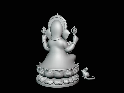 Ganesha with Mice Statue Design 4 - 3D Print Model 3D Print Model