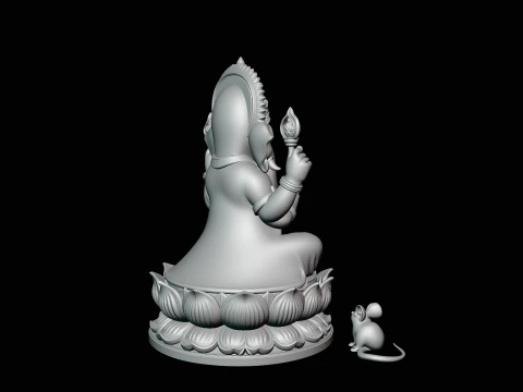 Ganesha with Mice Statue Design 4 - 3D Print Model 3D Print Model