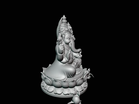 Ganesha with Mice Statue Design 4 - 3D Print Model 3D Print Model