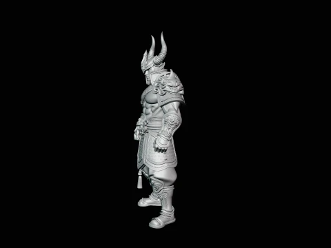Bare-Chested Horned Warrior Statue Design 1 - 3D Print Model 3D Print Model