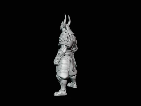 Bare-Chested Horned Warrior Statue Design 1 - 3D Print Model 3D Print Model