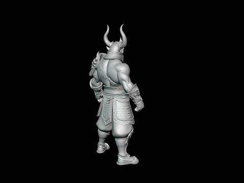 Bare-Chested Horned Warrior Statue Design 1 - 3D Print Model 3D Print Model