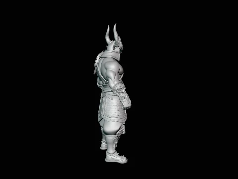 Bare-Chested Horned Warrior Statue Design 1 - 3D Print Model 3D Print Model