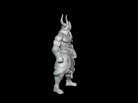 Bare-Chested Horned Warrior Statue Design 1 - 3D Print Model 3D Print Model