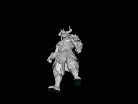 Bare-Chested Horned Warrior Statue Design 1 - 3D Print Model 3D Print Model