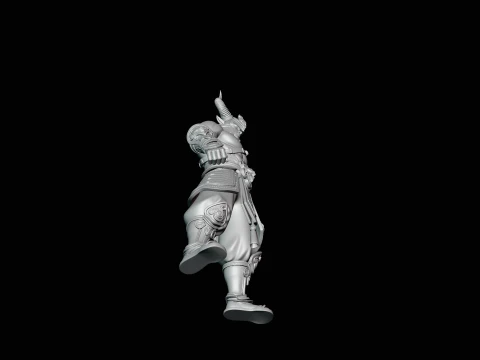 Bare-Chested Horned Warrior Statue Design 1 - 3D Print Model 3D Print Model
