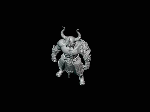 Bare-Chested Horned Warrior Statue Design 1 - 3D Print Model 3D Print Model