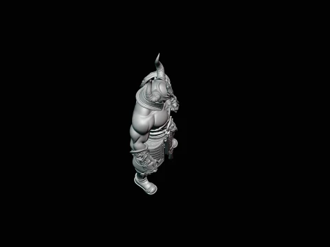 Bare-Chested Horned Warrior Statue Design 1 - 3D Print Model 3D Print Model