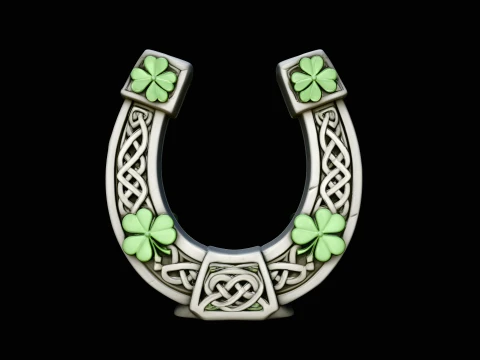 Celtic Lucky Horseshoe Plaque Design 4 - 3D Print Model 3Dプリントモデル