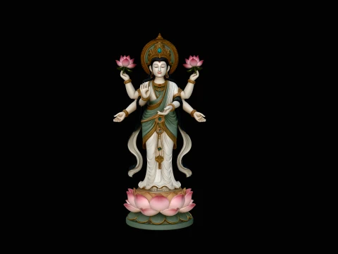 Lakshmi Goddess Statue Design 3 - 3D Print Model 3D Принт Модель