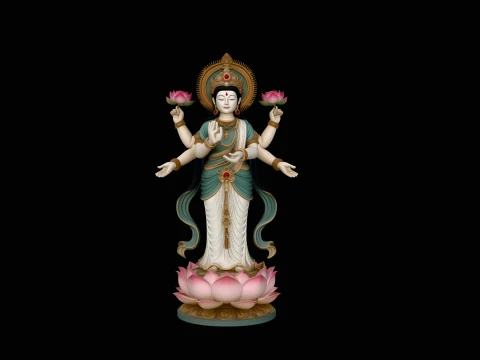 Lakshmi Goddess Statue Design 4 - 3D Print Model Modelo de impresión 3D