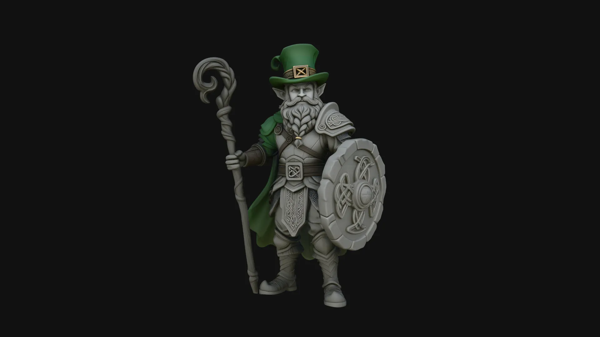 Leprechaun Warrior with Shield Statue Design 1 - 3D Print Model 3D Print Model .c4d .max .obj .3ds .fbx .stl .blend 