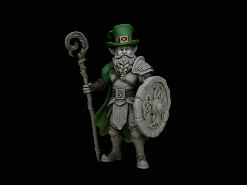 Leprechaun Warrior with Shield Statue Design 1 - 3D Print Model 3D Druckmodell