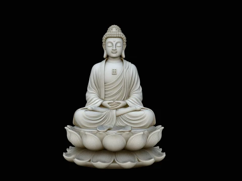 Serene White Buddha Statue Design 1 - 3D Print Model 3D Print Model