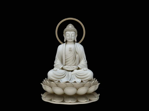Serene White Buddha Statue Design 3 - 3D Print Model 3D Print Model