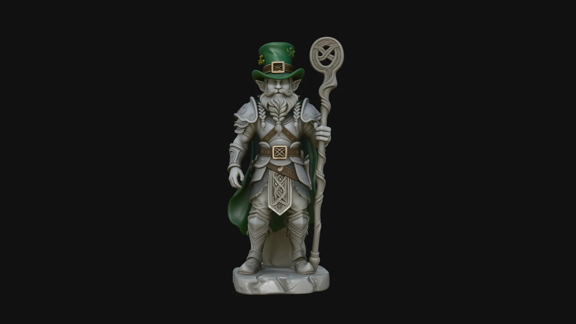 Leprechaun Warrior with Shield Statue Design 2 - 3D Print Model 3D Print Model .c4d .max .obj .3ds .fbx .stl .blend