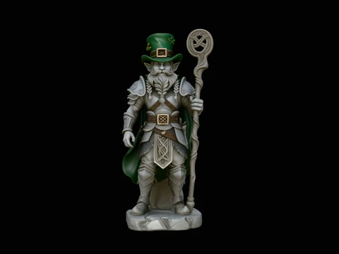 Leprechaun Warrior with Shield Statue Design 2 - 3D Print Model 3D Baskı Modeli