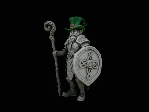 Leprechaun Warrior with Shield Statue Design 3 - 3D Print Model 3D Print Model