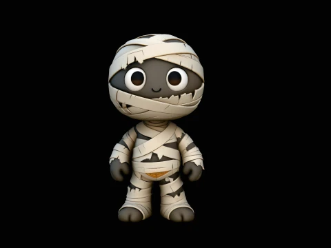 Cute Chibi Mummy Statue Design 3 - 3D Print Model 3D Принт Модель