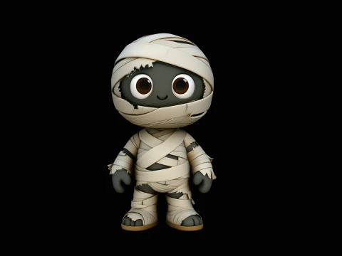 Cute Chibi Mummy Statue Design 4 - 3D Print Model 3D Принт Модель