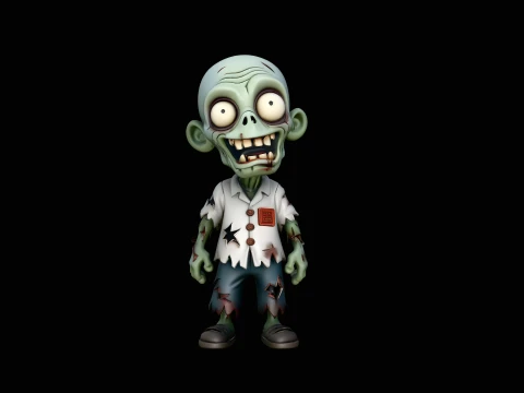 Cartoon Zombie Boy Statue Design 1 - 3D Print Model 3D Print Model