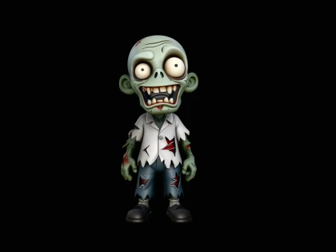 Cartoon Zombie Boy Statue Design 2 - 3D Print Model Model do druku 3D