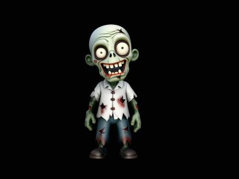 Cartoon Zombie Boy Statue Design 4 - 3D Print Model Modèles 3D en vedette