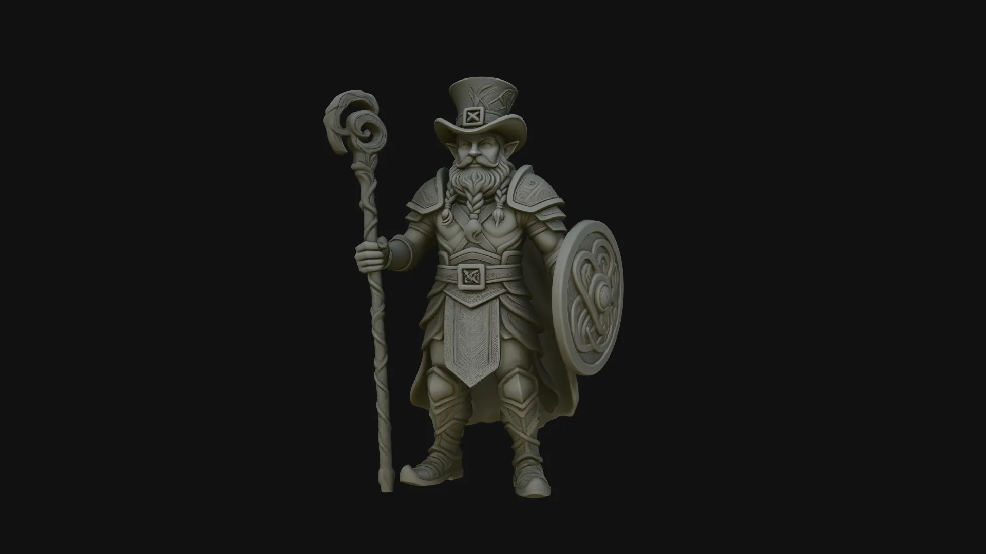 Leprechaun Warrior with Shield Statue Design 4 - 3D Print Model 3D Print Model .c4d .max .obj .3ds .fbx .stl .blend