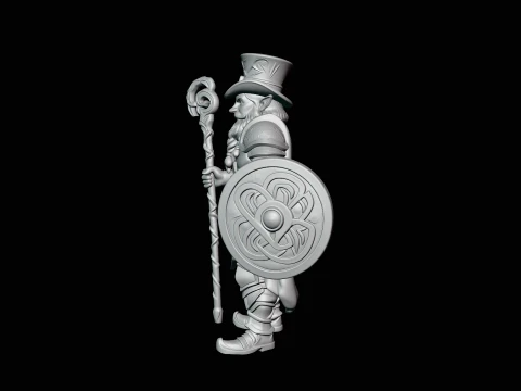 Leprechaun Warrior with Shield Statue Design 4 - 3D Print Model 3D Print Model