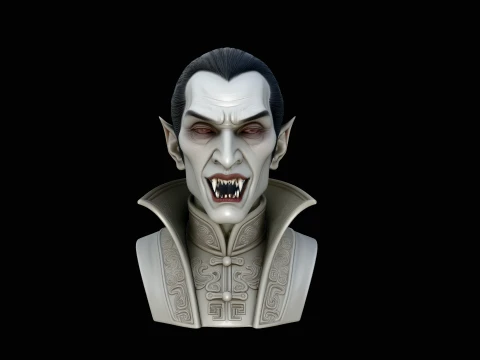 Dracula Vampire Bust Statue Design 1 - 3D Print Model 3D 프린트 모델