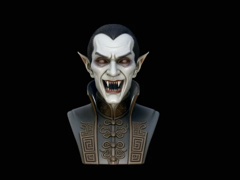 Dracula Vampire Bust Statue Design 2 - 3D Print Model 3D 프린트 모델