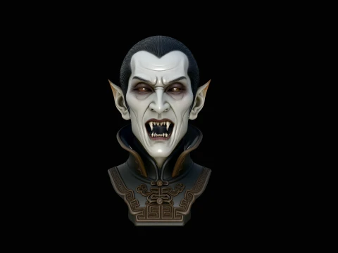 Dracula Vampire Bust Statue Design 3 - 3D Print Model 3D 프린트 모델
