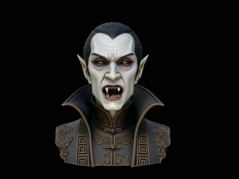 Dracula Vampire Bust Statue Design 4 - 3D Print Model 3D 프린트 모델