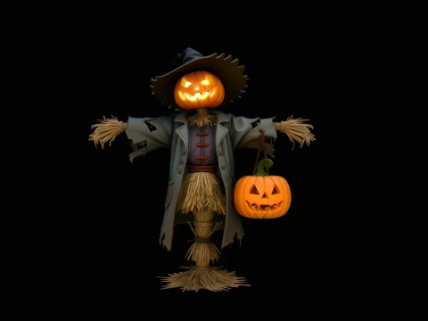 Pumpkin Scarecrow Statue Design 1 - 3D Print Model 3D 프린트 모델