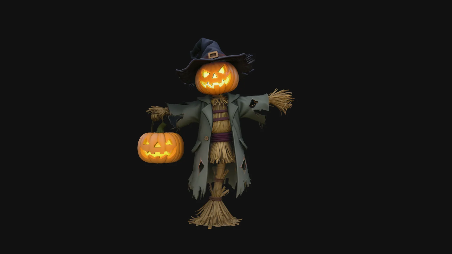 Pumpkin Scarecrow Statue Design 3 - 3D Print Model 3D Print Model .c4d .max .obj .3ds .fbx .stl .blend