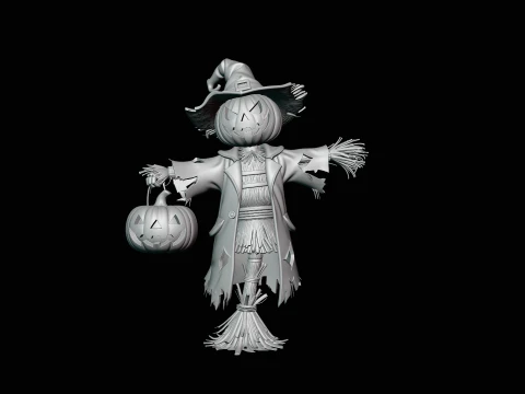 Pumpkin Scarecrow Statue Design 3 - 3D Print Model 3D Print Model