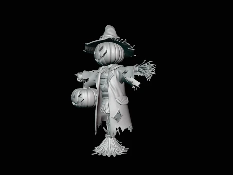 Pumpkin Scarecrow Statue Design 3 - 3D Print Model 3D Print Model