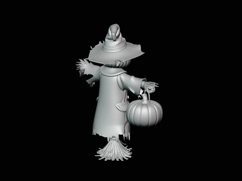 Pumpkin Scarecrow Statue Design 3 - 3D Print Model 3D Print Model