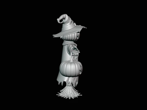 Pumpkin Scarecrow Statue Design 3 - 3D Print Model 3D Print Model