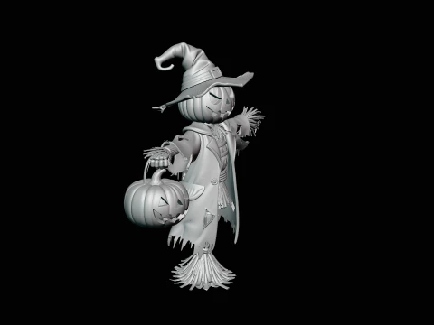 Pumpkin Scarecrow Statue Design 3 - 3D Print Model 3D Print Model
